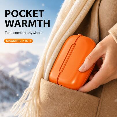 2 Pack Portable Rechargeable Hand Warmers, 2-In-1 Magnetic Pocket Hand Warmers With 3 Adjustable Heat Levels, Lightweight Compact Electric Hand Warmers For Women And Men, Winter Commuting Travel Camping And Daily Use